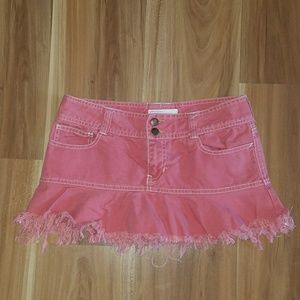 abercrombie distressed mini pink skirt
